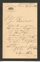 k.k. naturhistorisches Hofmuseum, Intendanzakten 1885-1896 (Hauer), Aktenzahl Z.374/1887, Seite 1